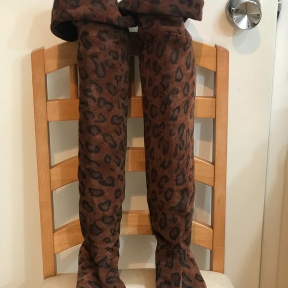 Vero Cuoio Animal Print Suede Leather Over-the-knee boots - Picture 2 of 6